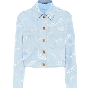 Versace Logomania Light Denim Crop Jacket 38/4